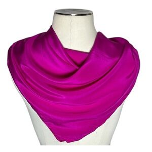 Ugna Vintage fuchsia pink 100% silk large square scarf-flaw